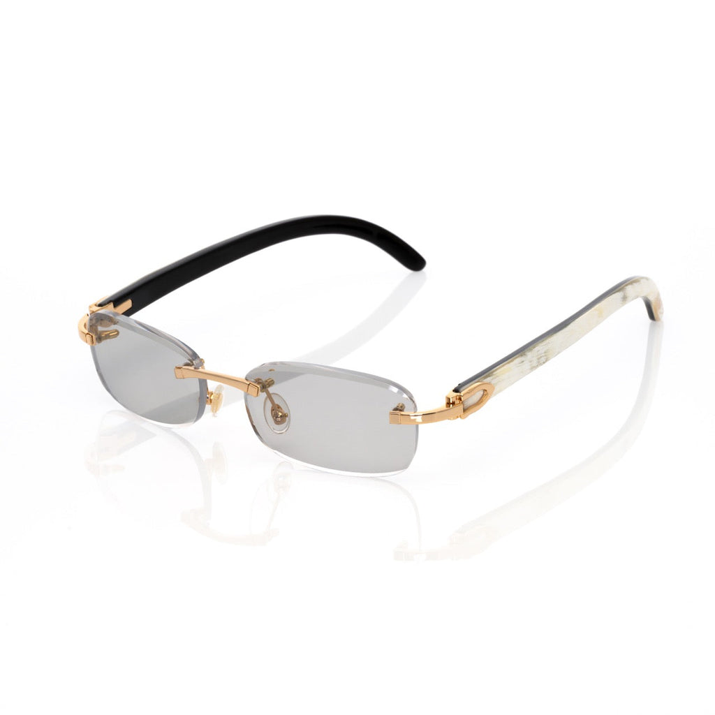 Lunettes Rectangle — Corne Naturelle & Or