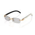 Lunettes Rectangle — Corne Naturelle & Or
