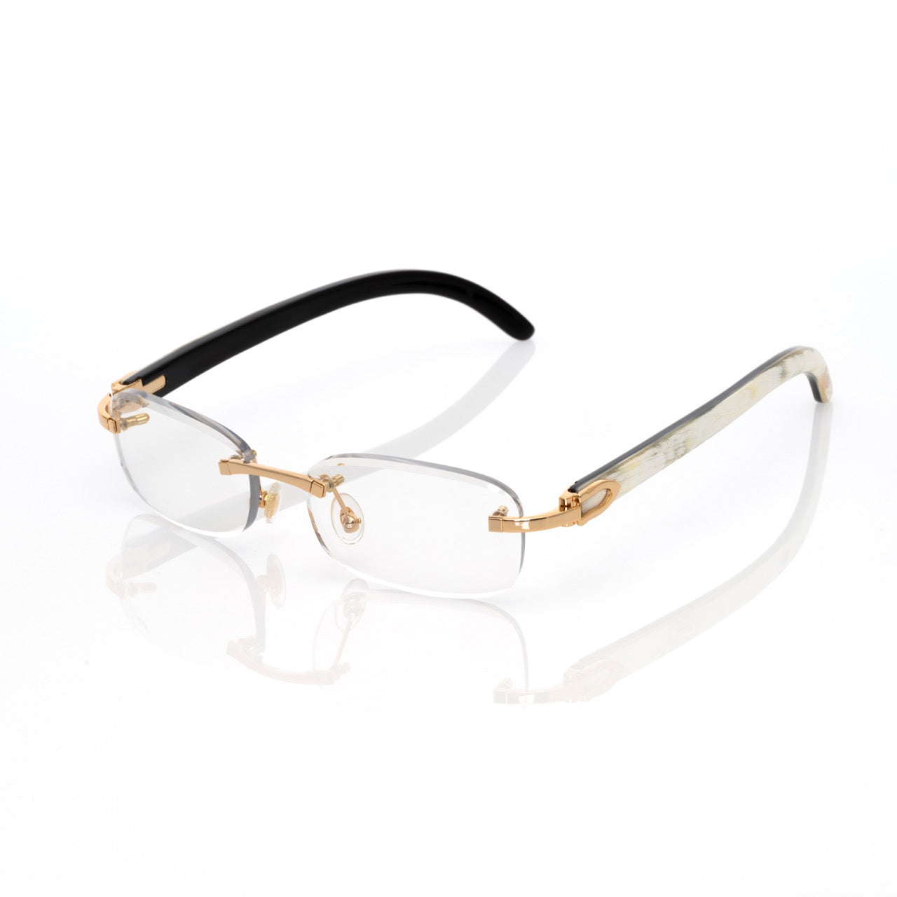 Lunettes Rectangle — Corne Naturelle & Or