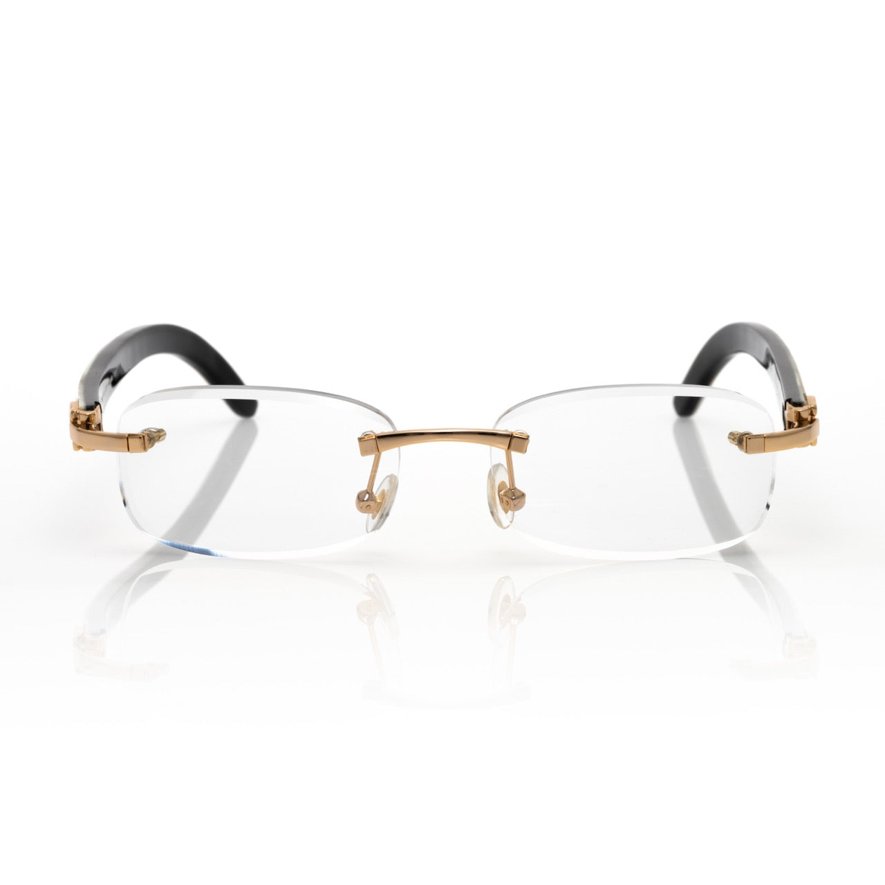 Lunettes Rectangle — Corne Naturelle & Or