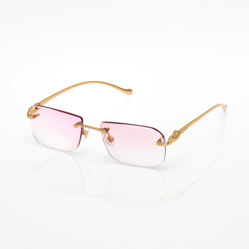 Lunettes Rectangle — Doré & Verres Rosés