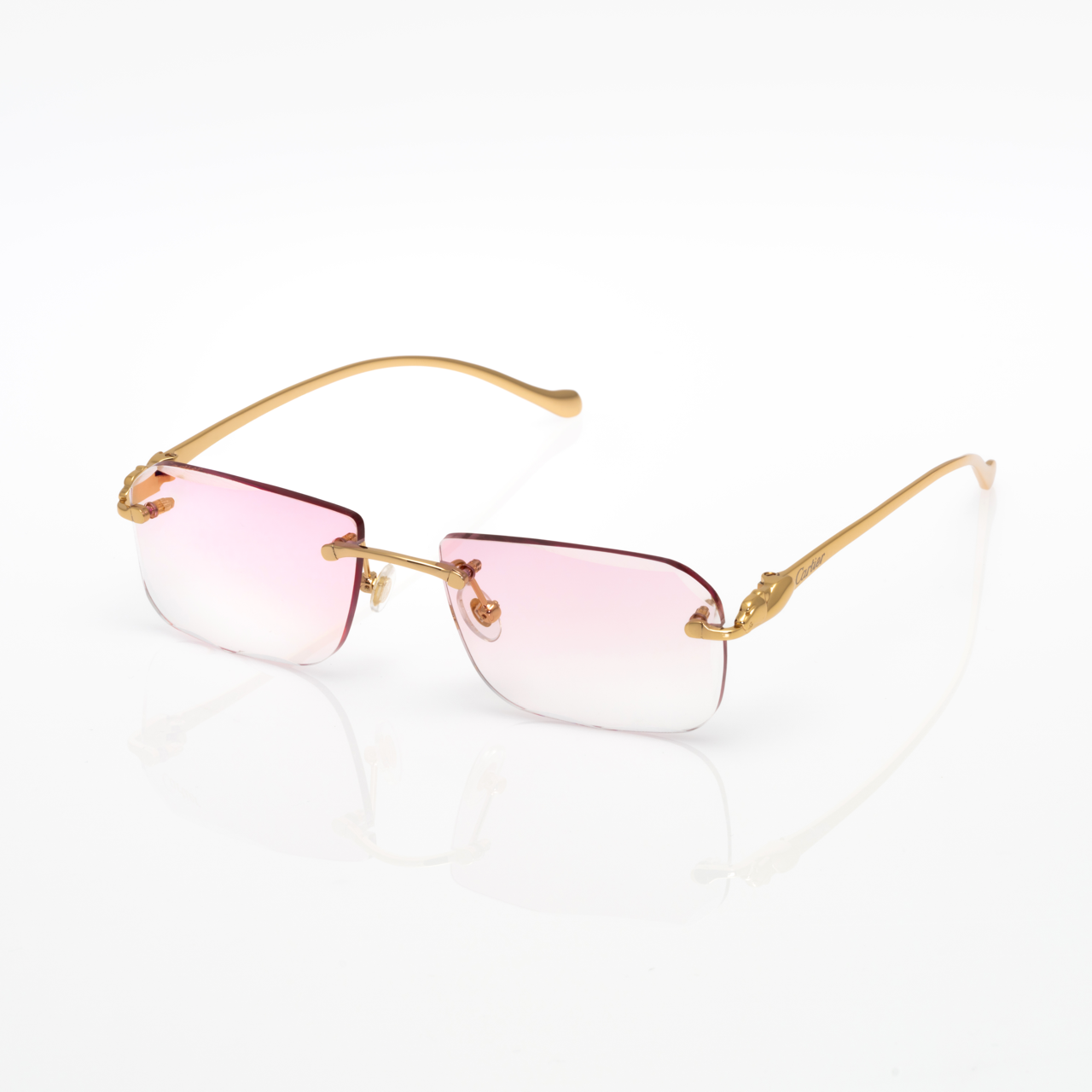 Lunettes Rectangle — Doré & Verres Rosés