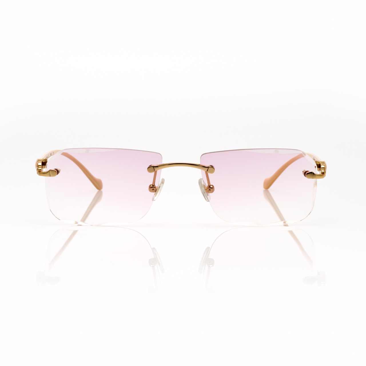 Lunettes Rectangle — Doré & Verres Rosés