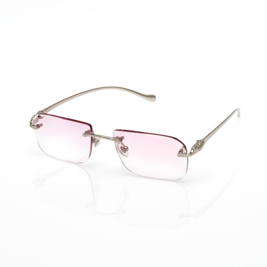 Lunettes Rectangle — Doré & Verres Rosés