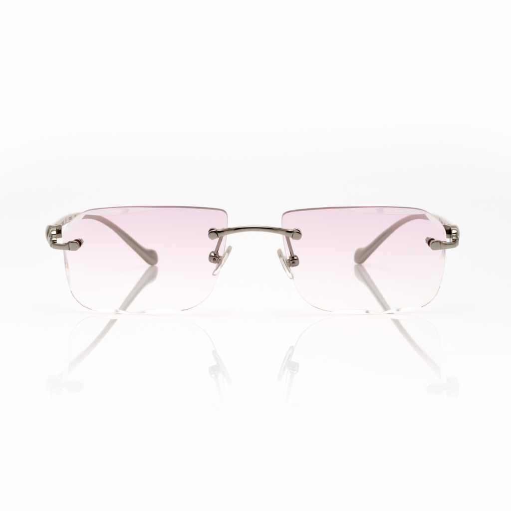 Lunettes Rectangle — Doré & Verres Rosés