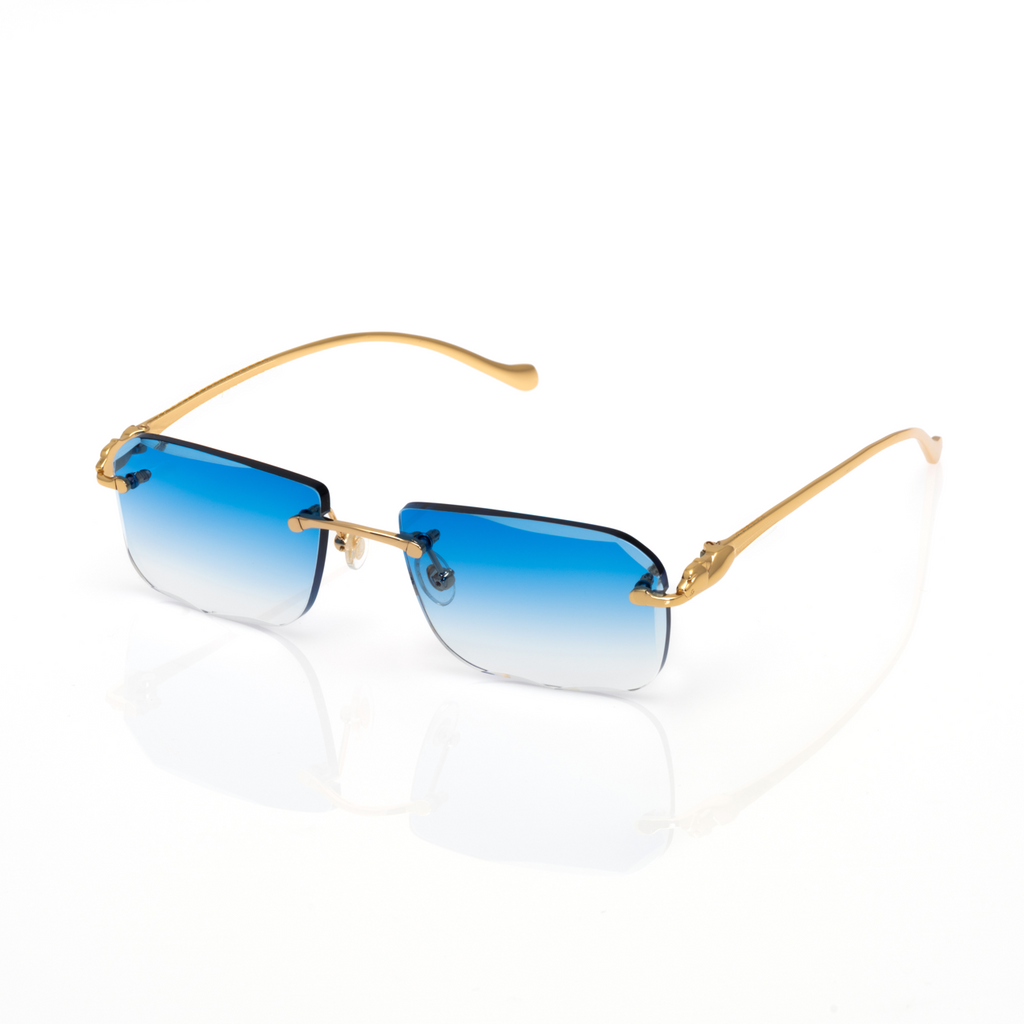 Lunettes Rectangle — Doré & Verres Rosés
