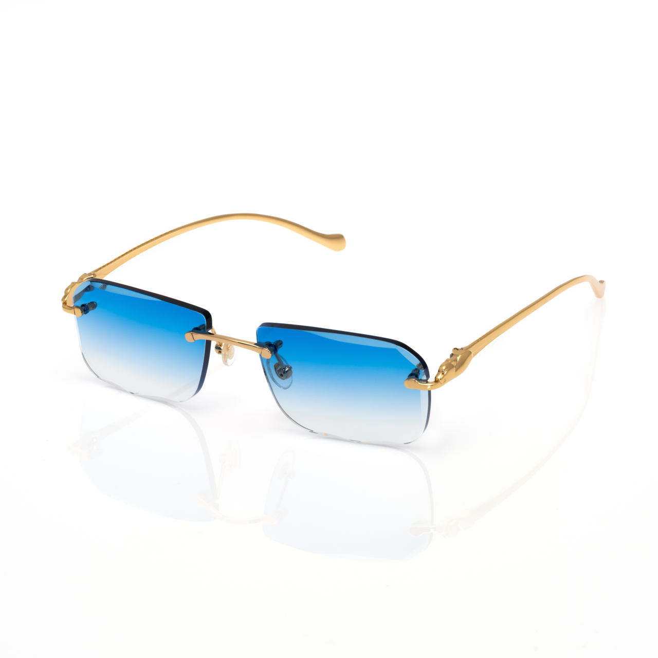Lunettes Rectangle — Doré & Verres Rosés