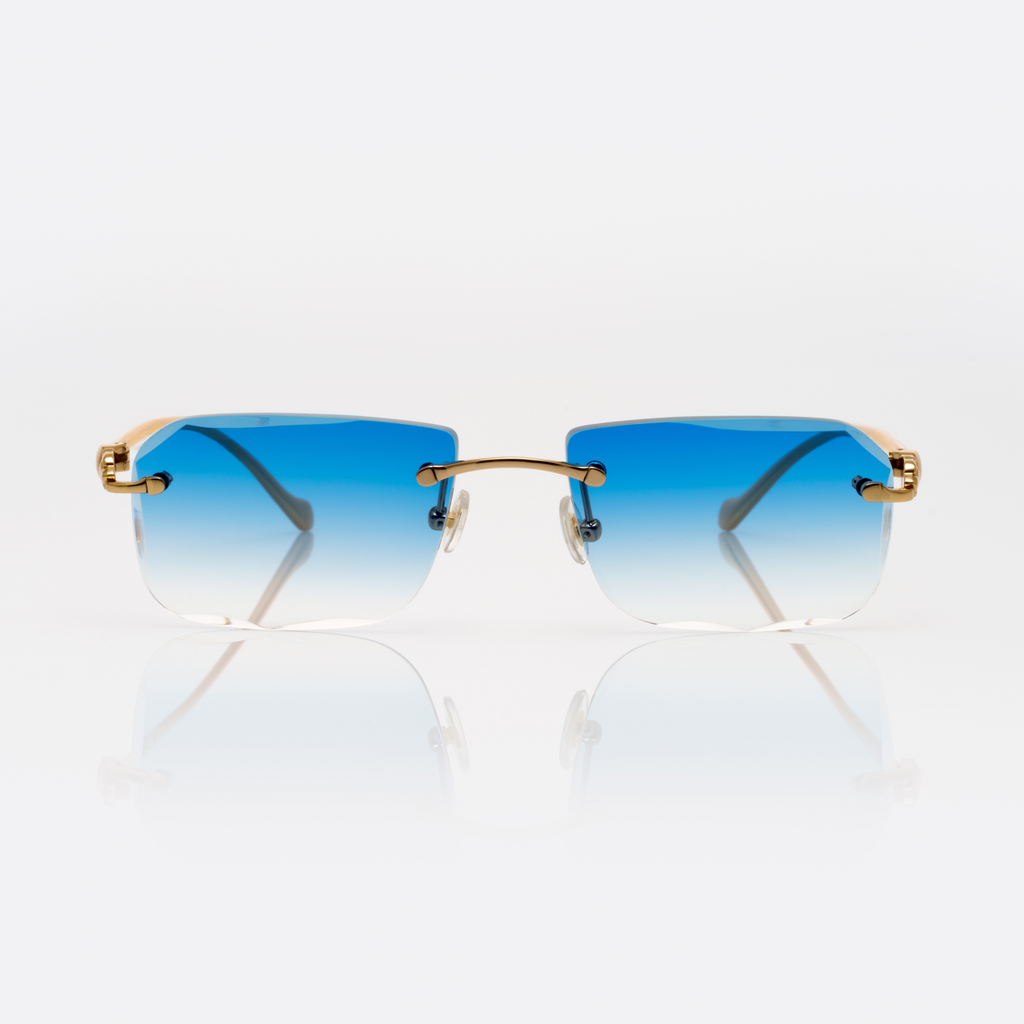 Lunettes Rectangle — Doré & Verres Rosés