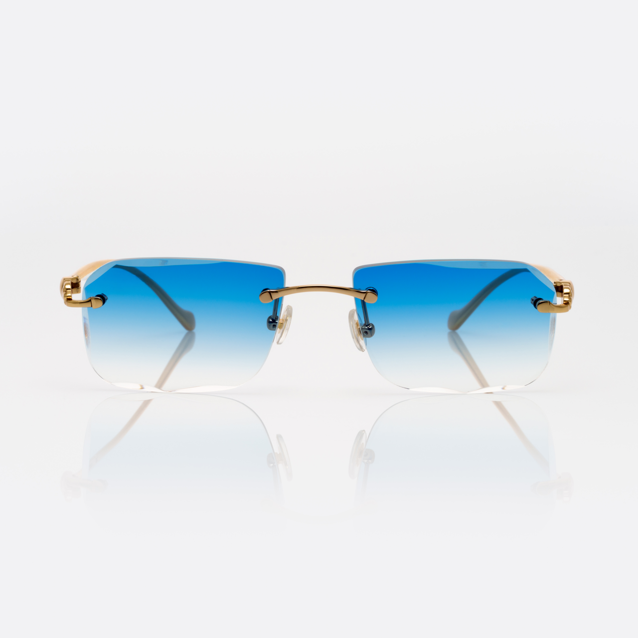 Lunettes Rectangle — Doré & Verres Rosés
