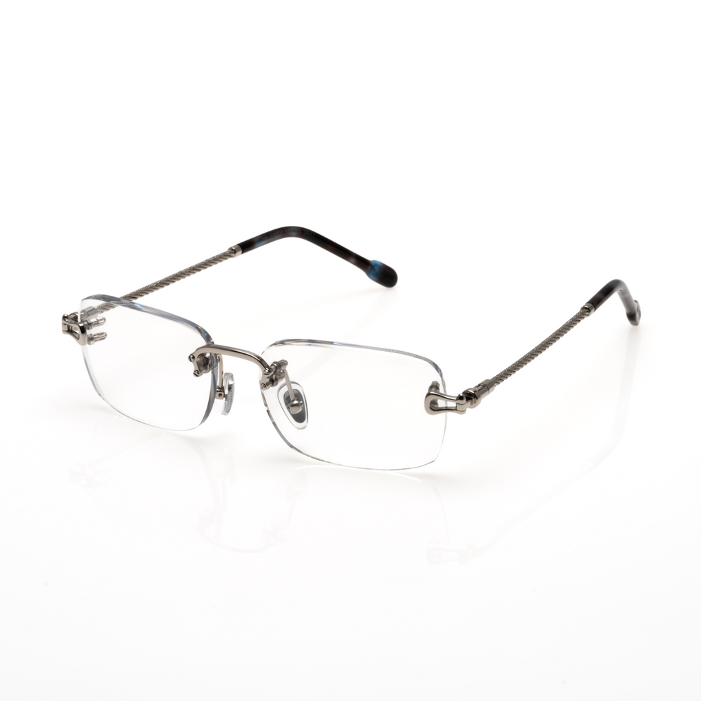Lunettes Rectangle Fin — Métal Argenté & Écaille