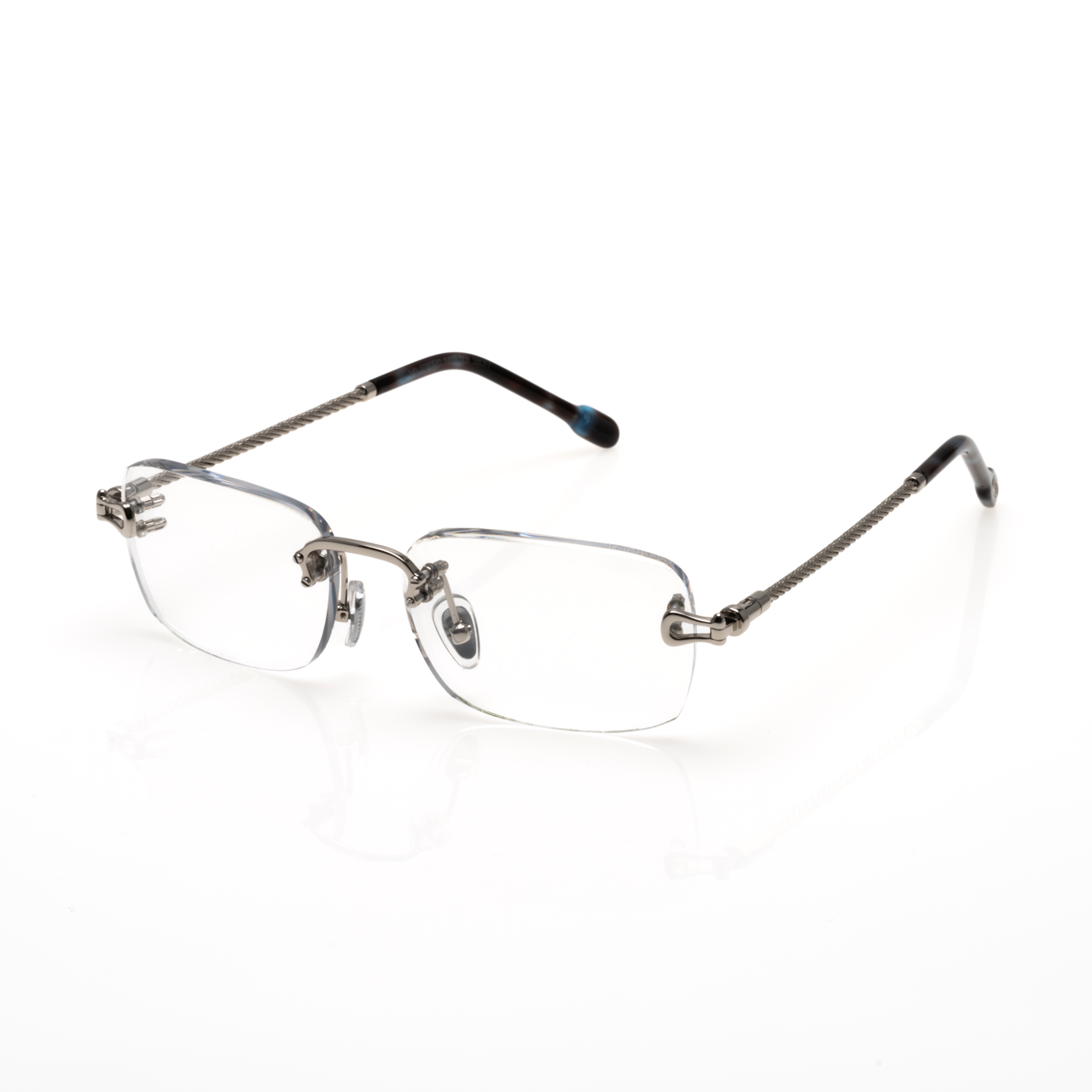 Lunettes Rectangle Fin — Métal Argenté & Écaille