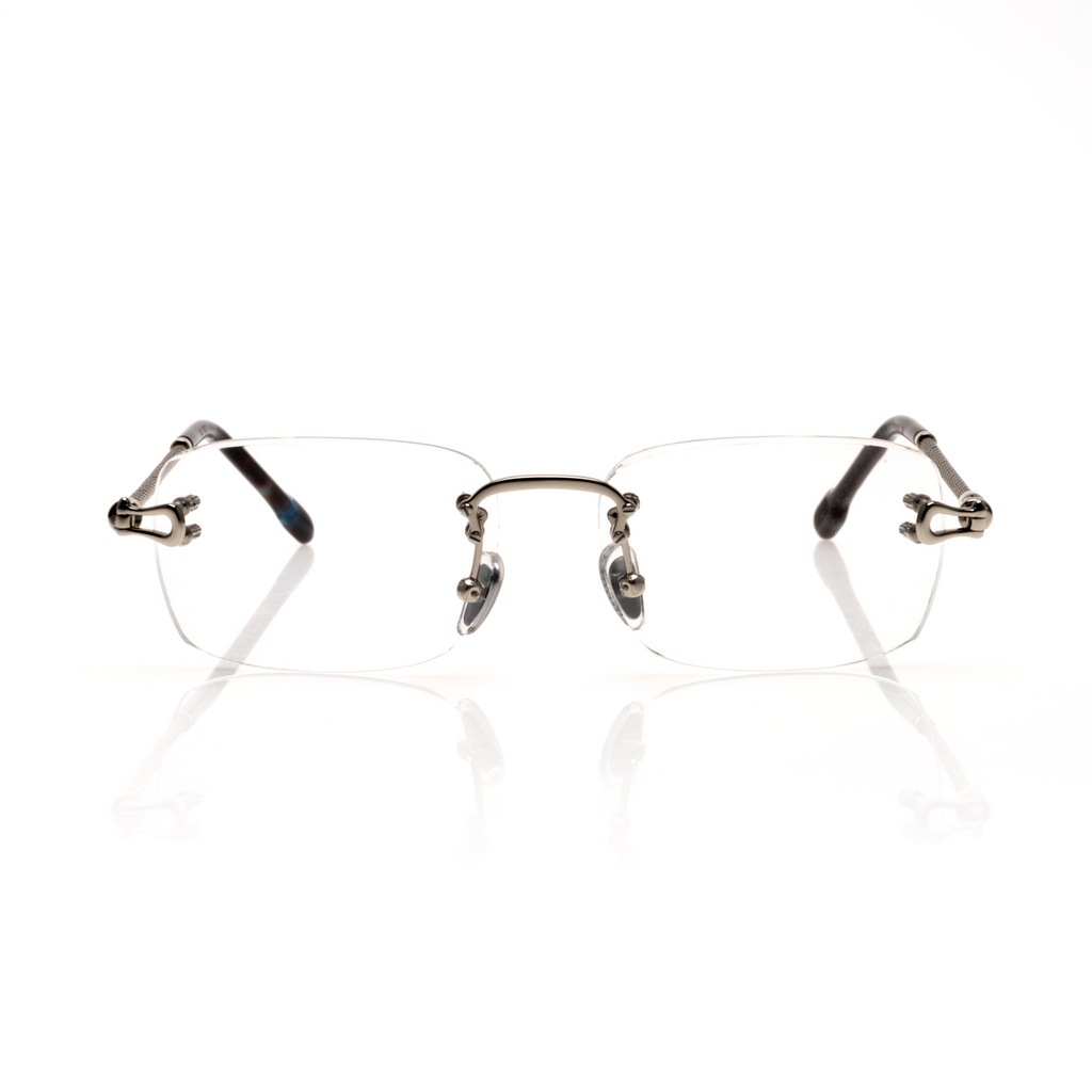 Lunettes Rectangle Fin — Métal Argenté & Écaille