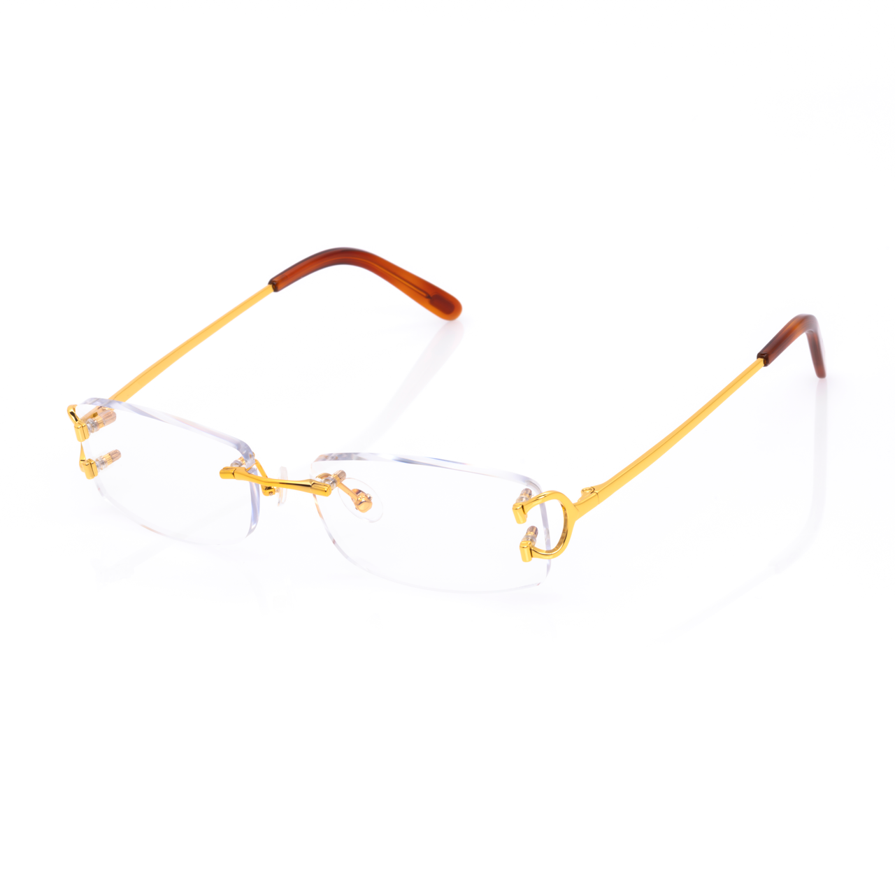 Lunettes Rectangle — Métal Argenté & Cristal