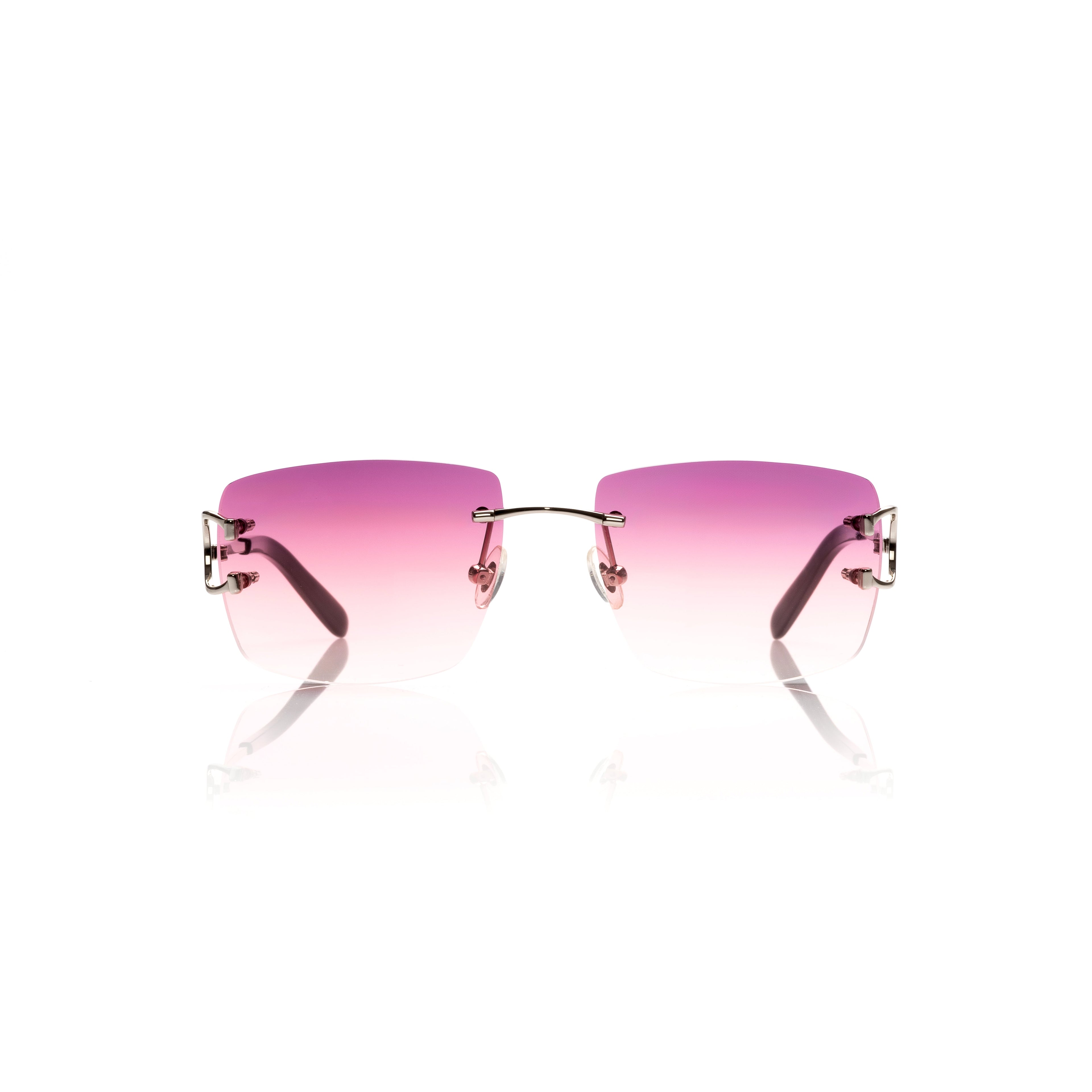Lunettes Rectangle — Métal Argenté & Dégradé Prune Rosé