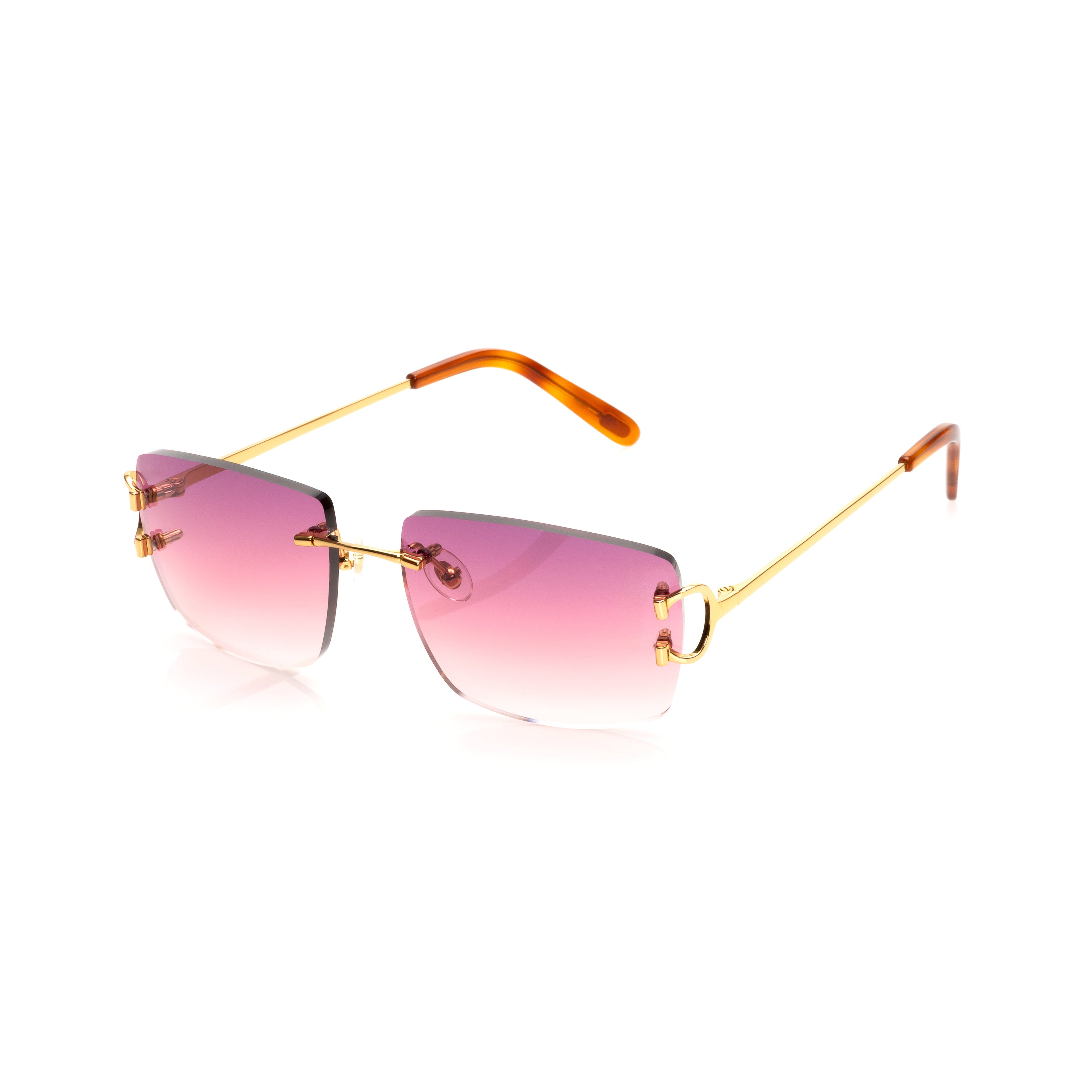 Lunettes Rectangle — Métal Argenté & Dégradé Prune Rosé