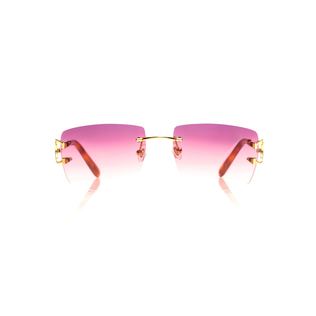Lunettes Rectangle — Métal Argenté & Dégradé Prune Rosé