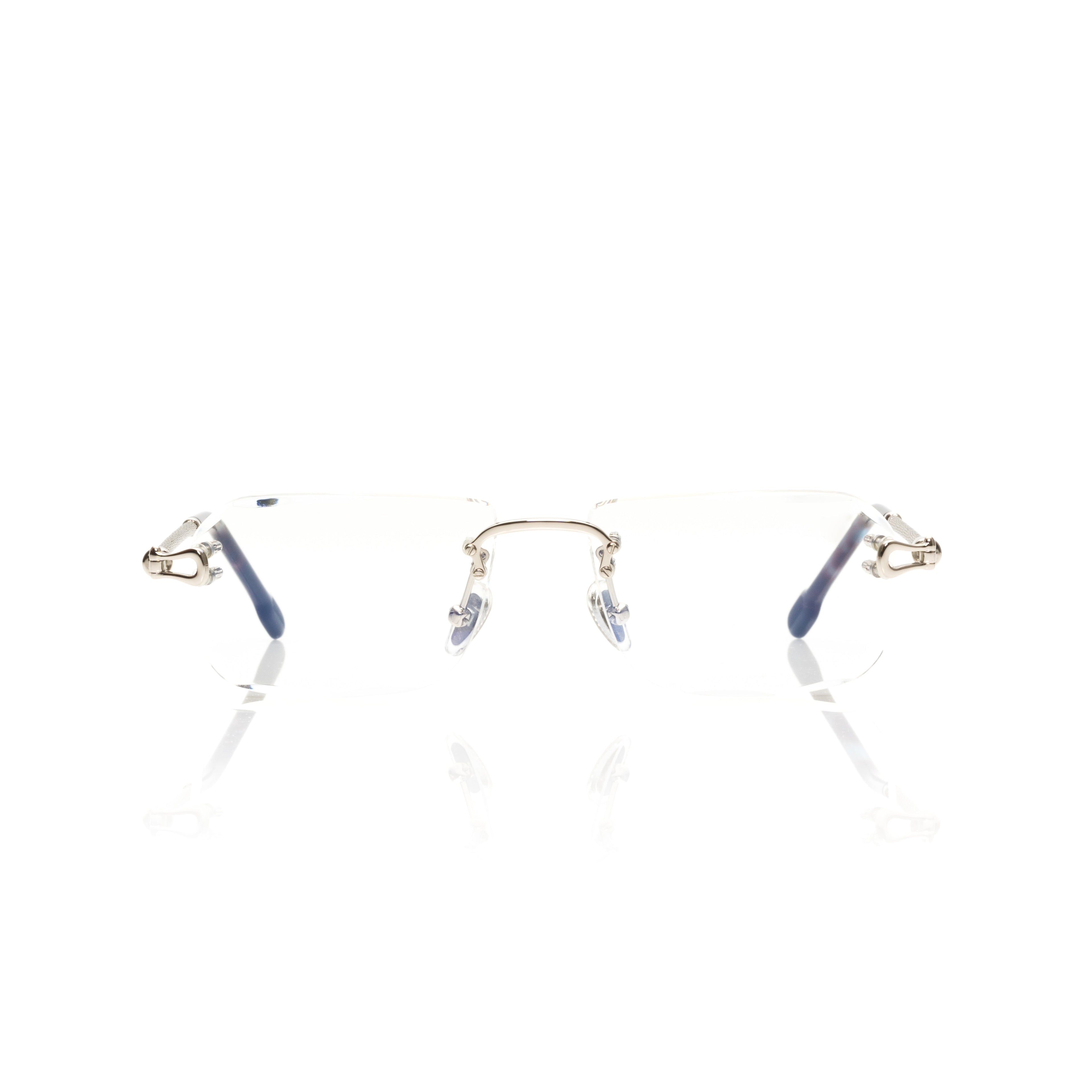 Lunettes Rectangle — Métal Argenté Tressé & Verres Clairs