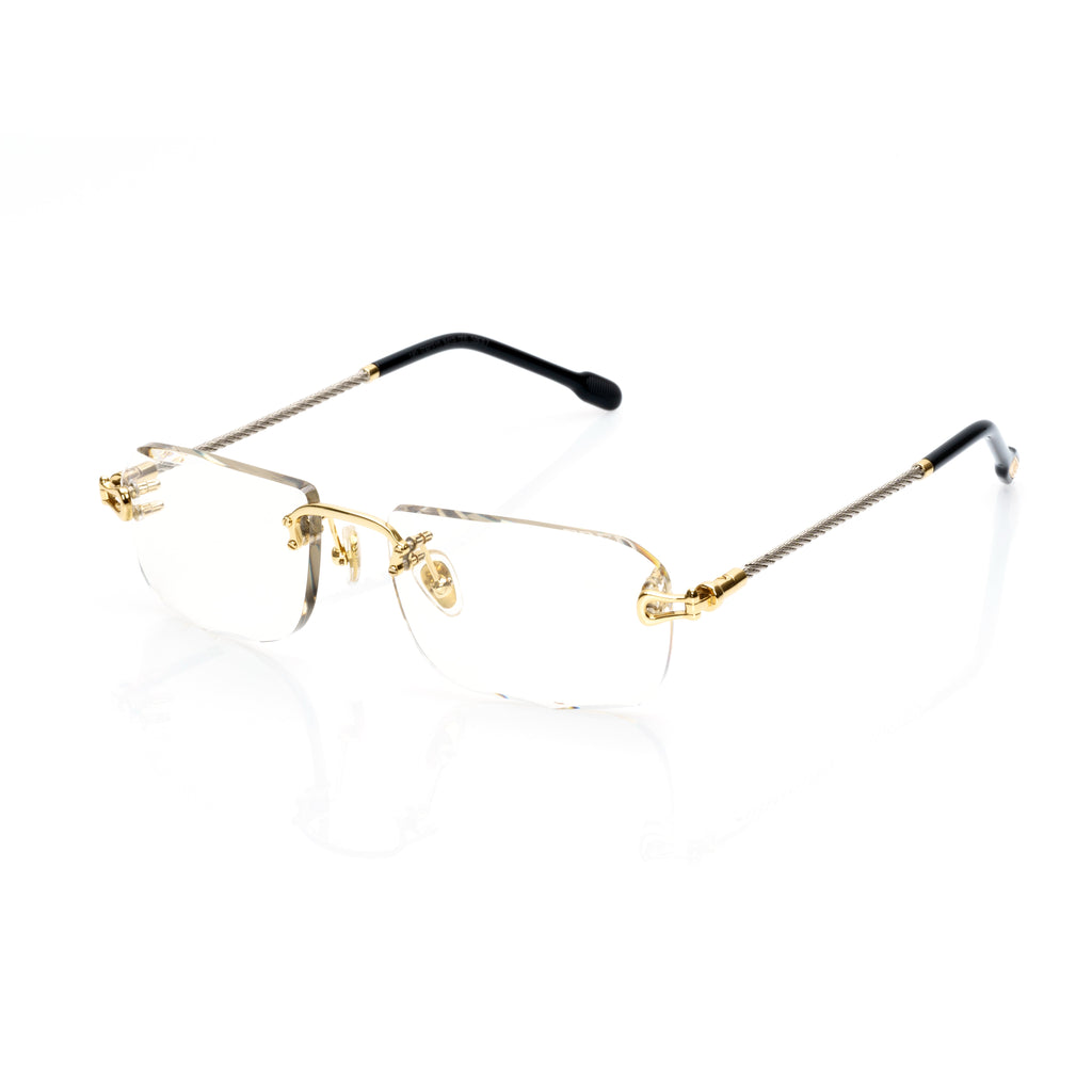 Lunettes Rectangle — Métal Argenté Tressé & Verres Clairs