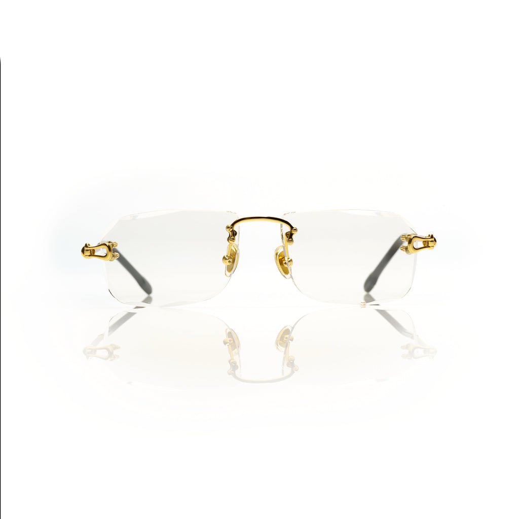 Lunettes Rectangle — Métal Argenté Tressé & Verres Clairs