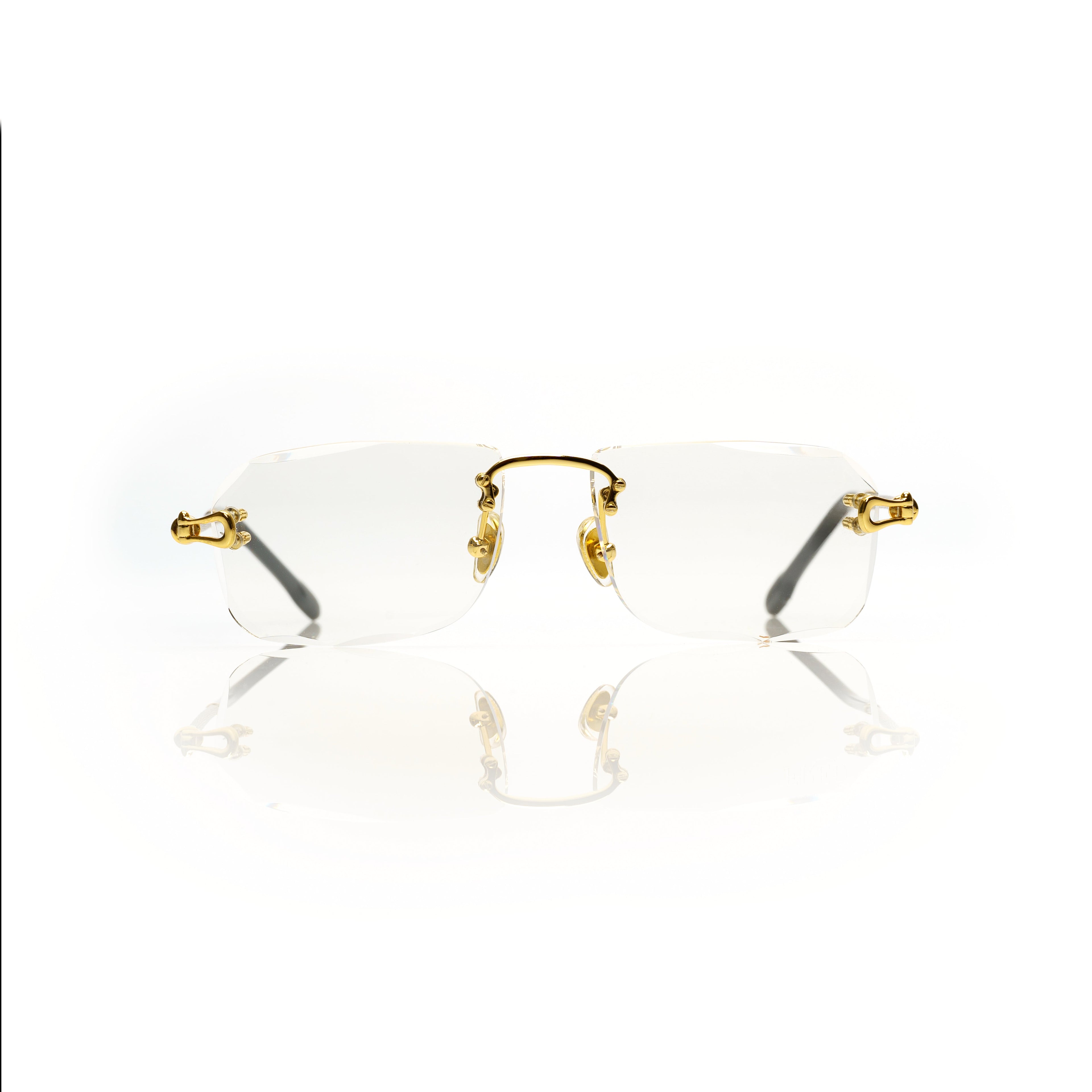Lunettes Rectangle — Métal Argenté Tressé & Verres Clairs