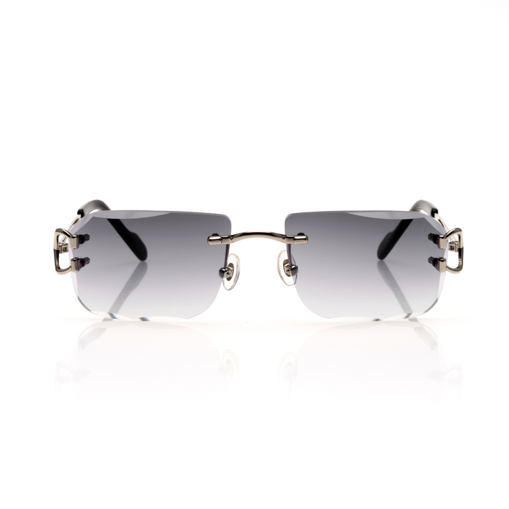 Lunettes Rectangle — Métal Argenté & Verres Anthracite
