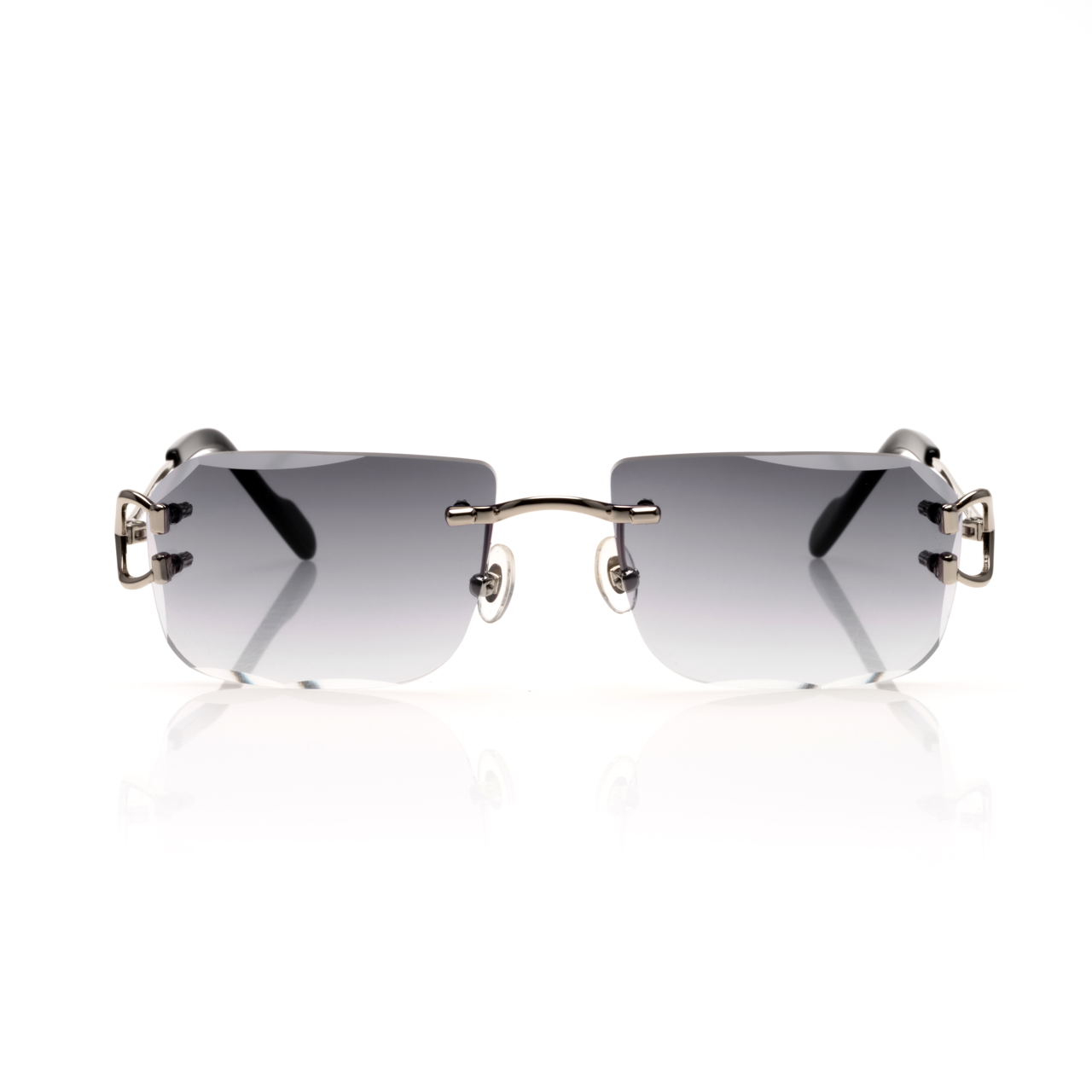Lunettes Rectangle — Métal Argenté & Verres Anthracite