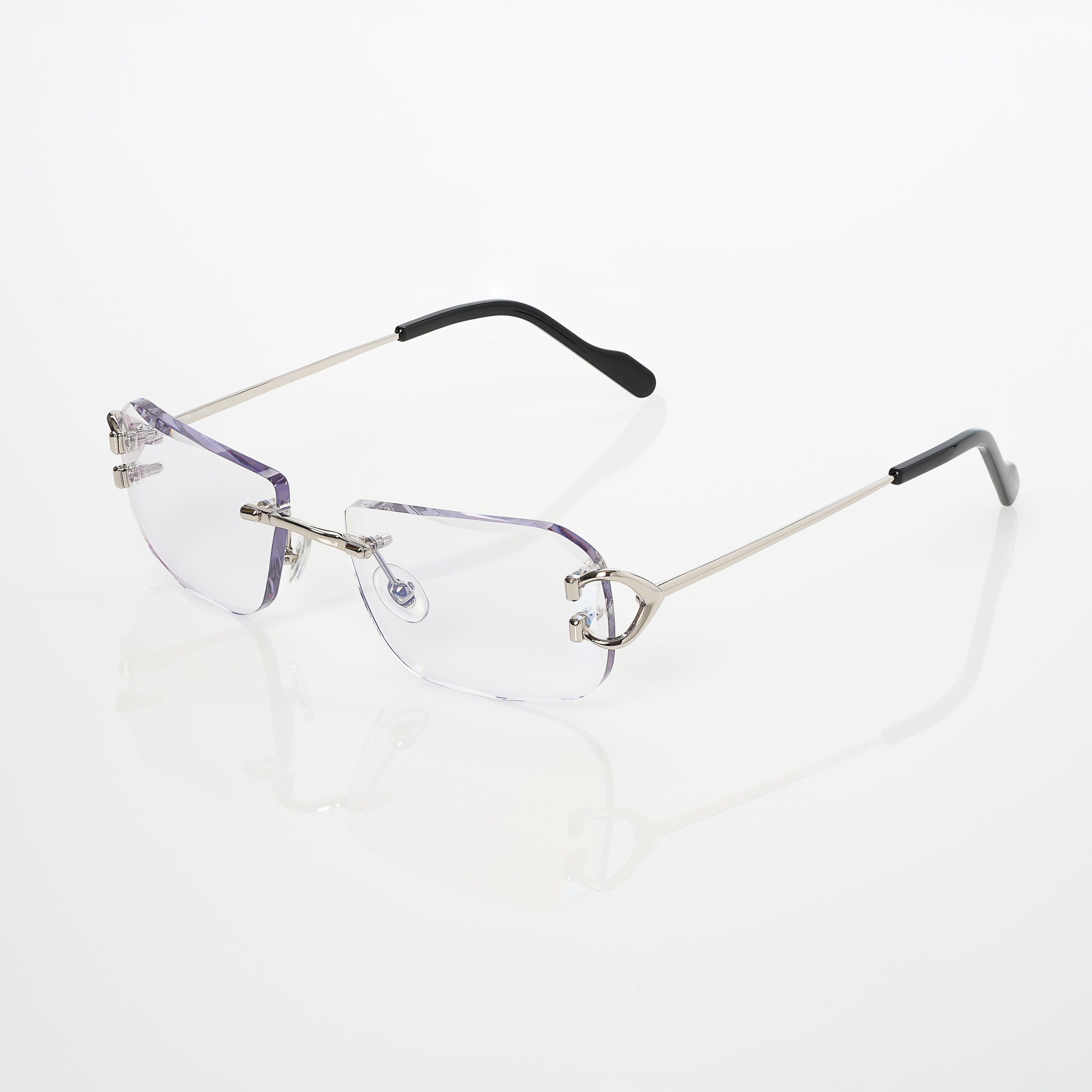 Lunettes Rectangle — Métal Argenté & Verres Anthracite