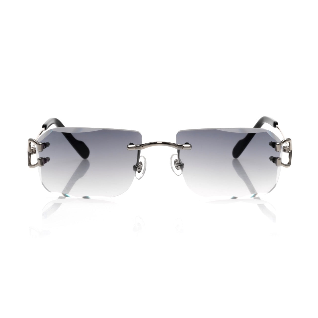 Lunettes Rectangle — Métal Argenté & Verres Anthracite