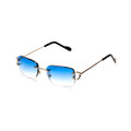 Lunettes Rectangle — Métal Argenté & Verres Bleu Azur