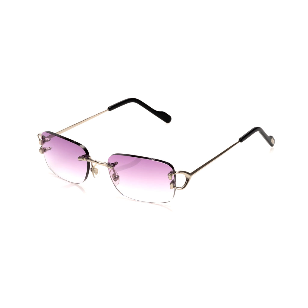 Lunettes Rectangle — Métal Argenté & Verres Bleu Azur