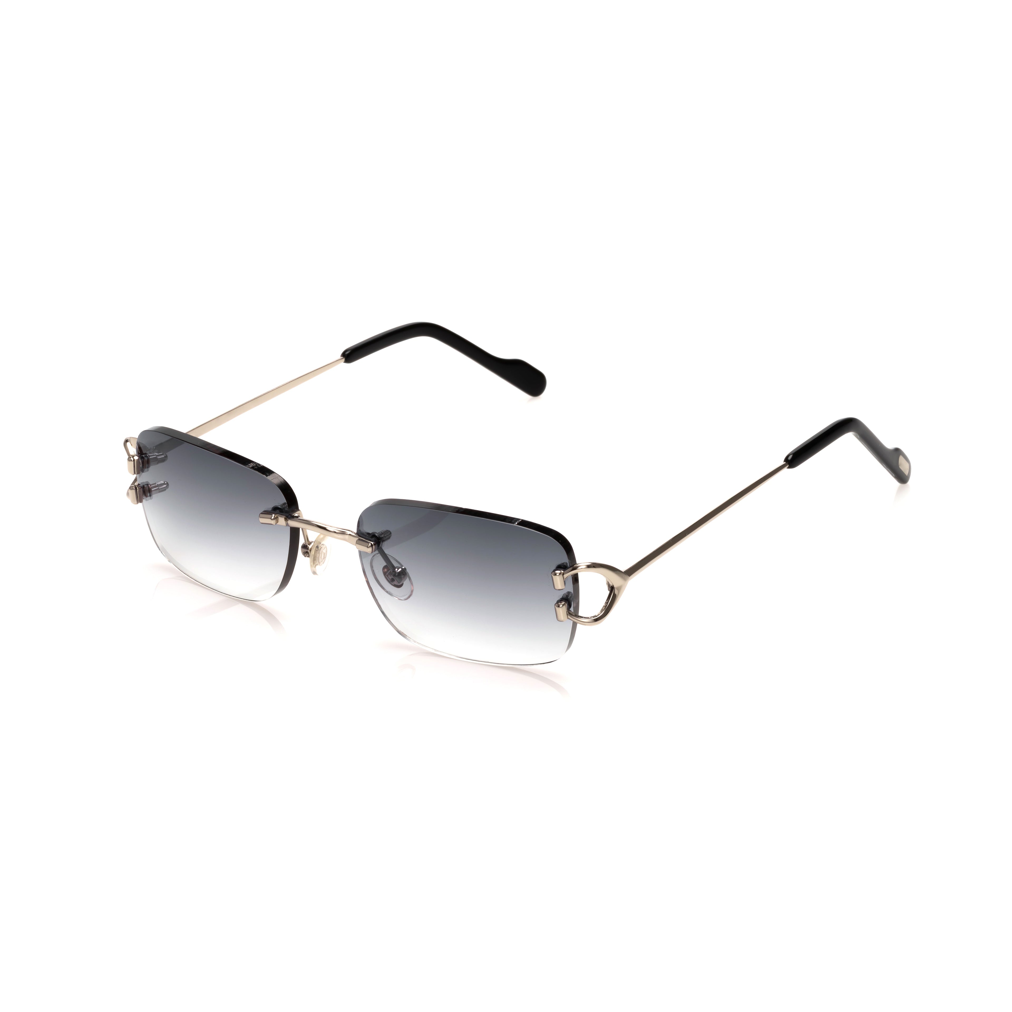 Lunettes Rectangle — Métal Argenté & Verres Bleu Azur