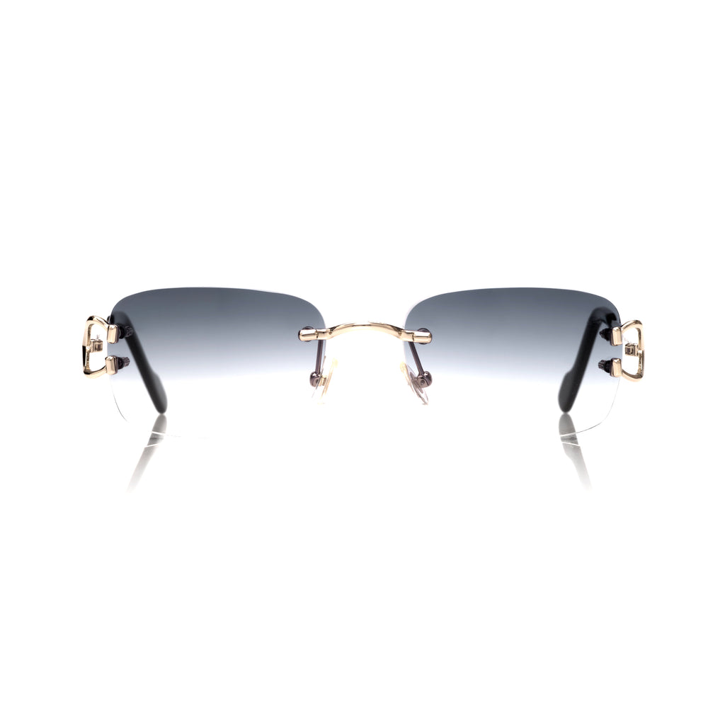 Lunettes Rectangle — Métal Argenté & Verres Bleu Azur