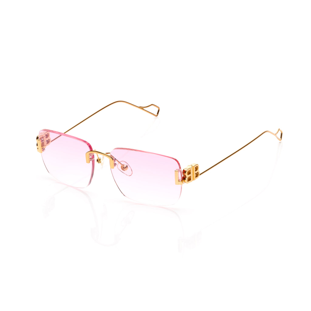 Lunettes Rectangle — Métal Argenté & Verres Bleu Ciel