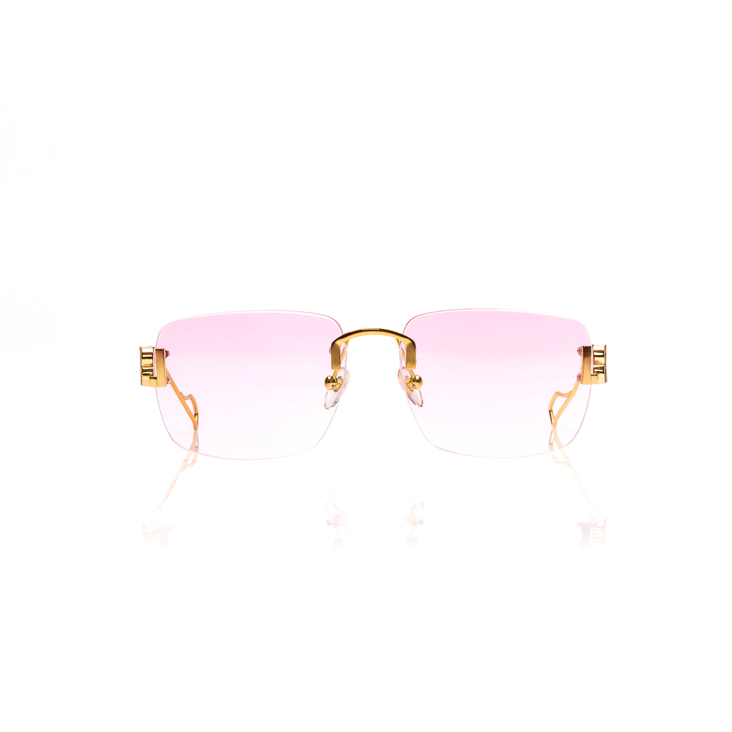 Lunettes Rectangle — Métal Argenté & Verres Bleu Ciel