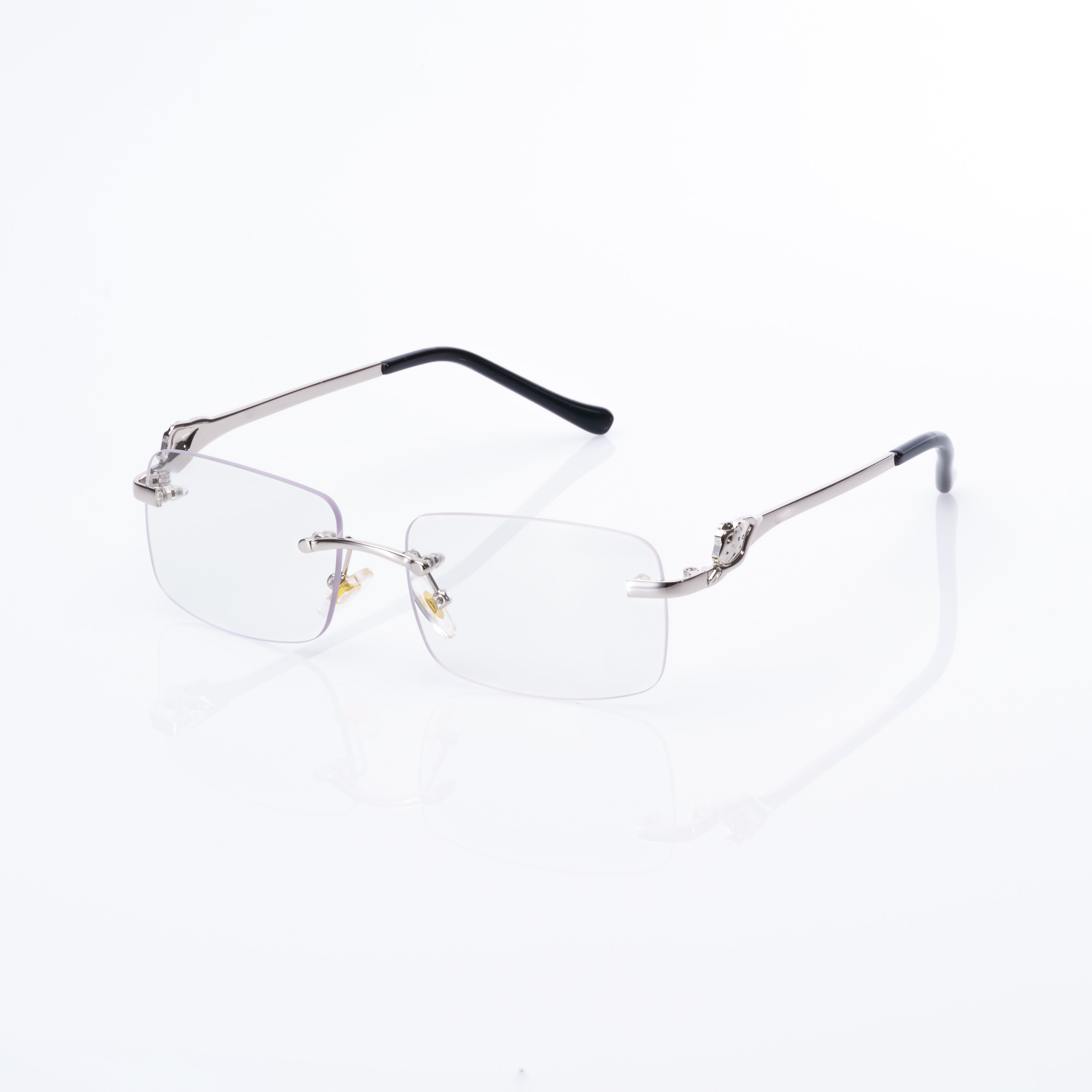 Lunettes Rectangle — Métal Argenté & Verres Clairs
