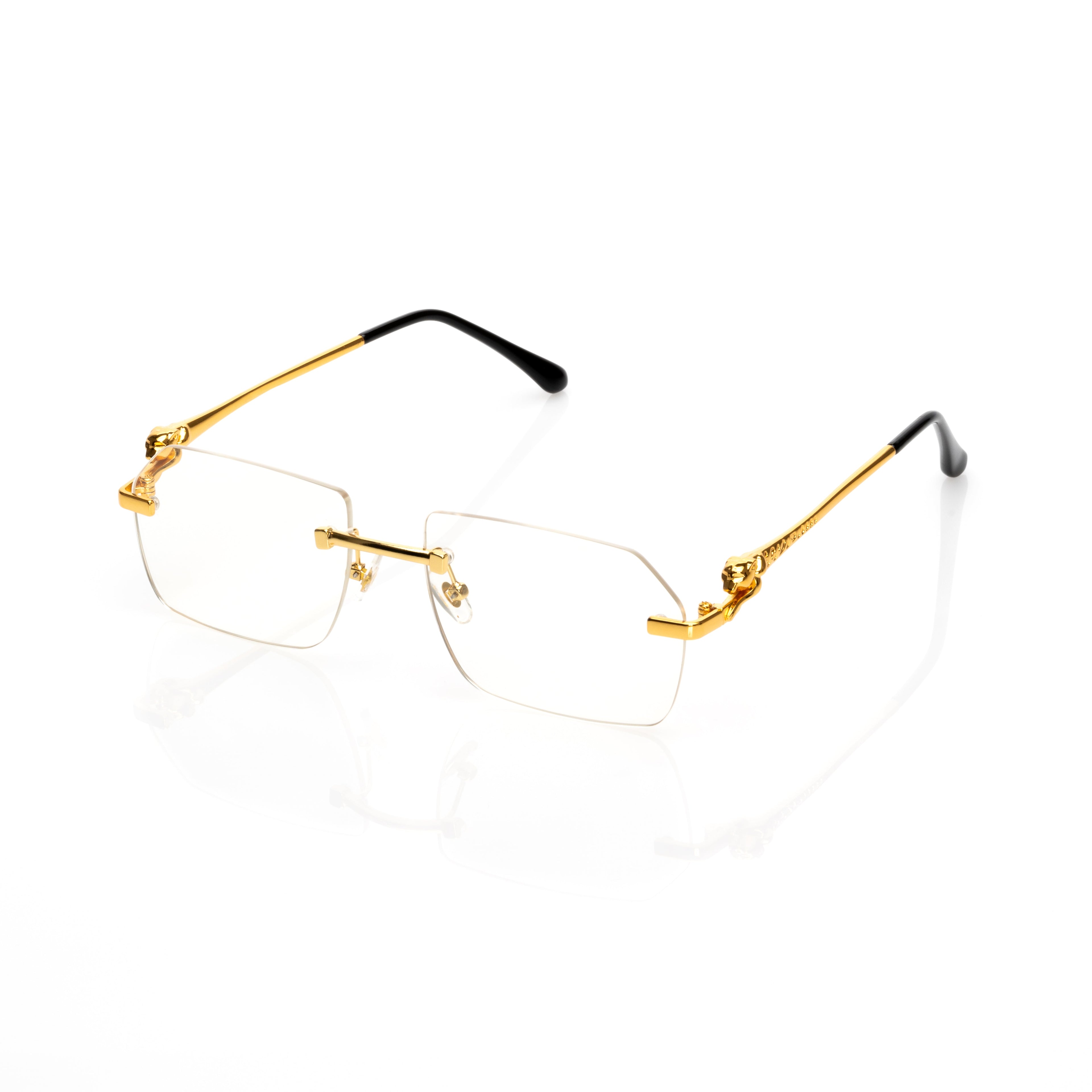Lunettes Rectangle — Métal Argenté & Verres Clairs