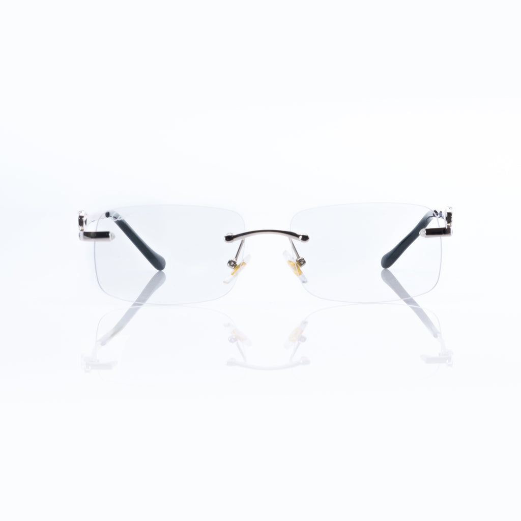 Lunettes Rectangle — Métal Argenté & Verres Clairs