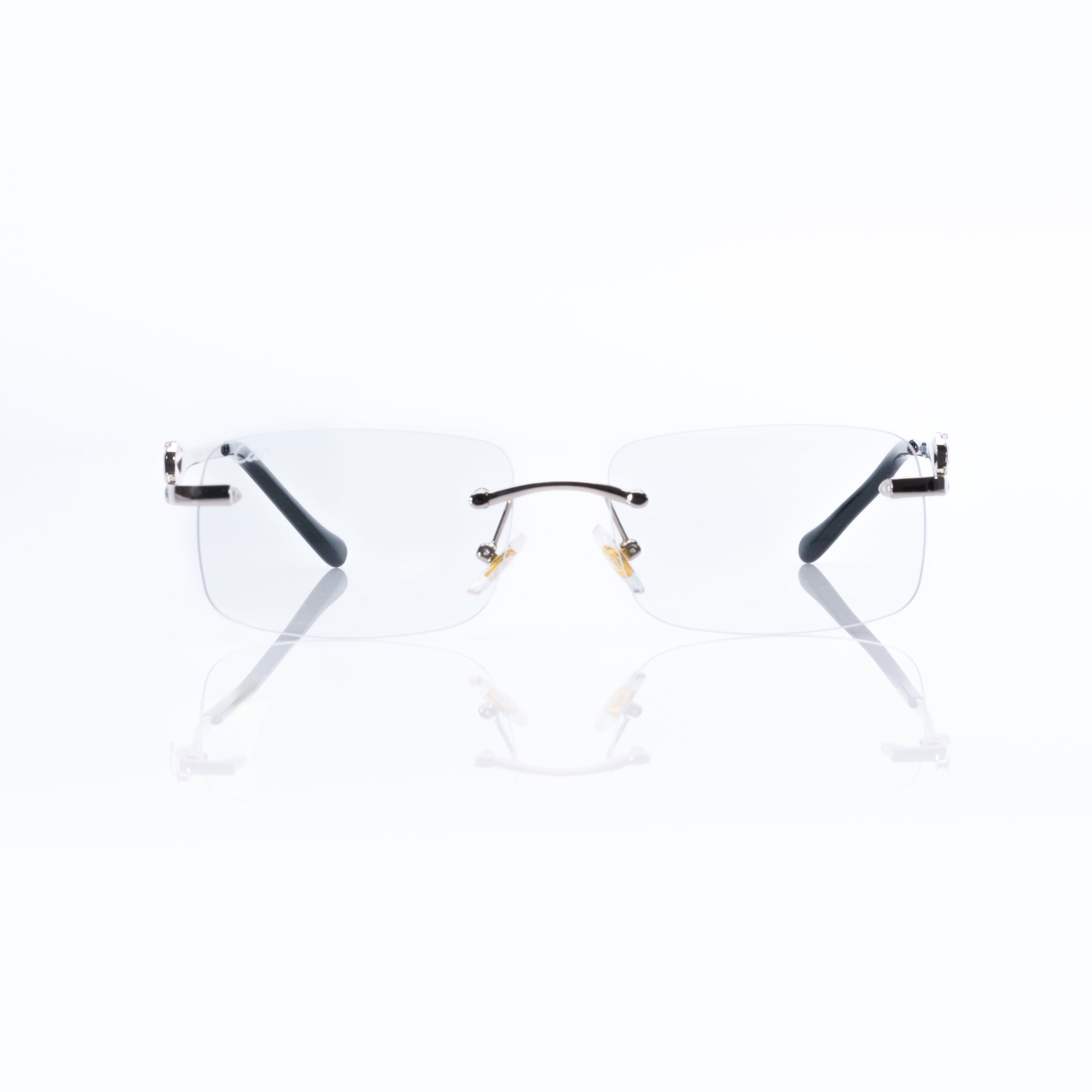 Lunettes Rectangle — Métal Argenté & Verres Clairs