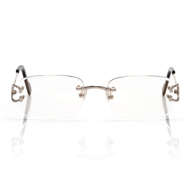 Lunettes Rectangle — Métal Argenté & Verres Fumés