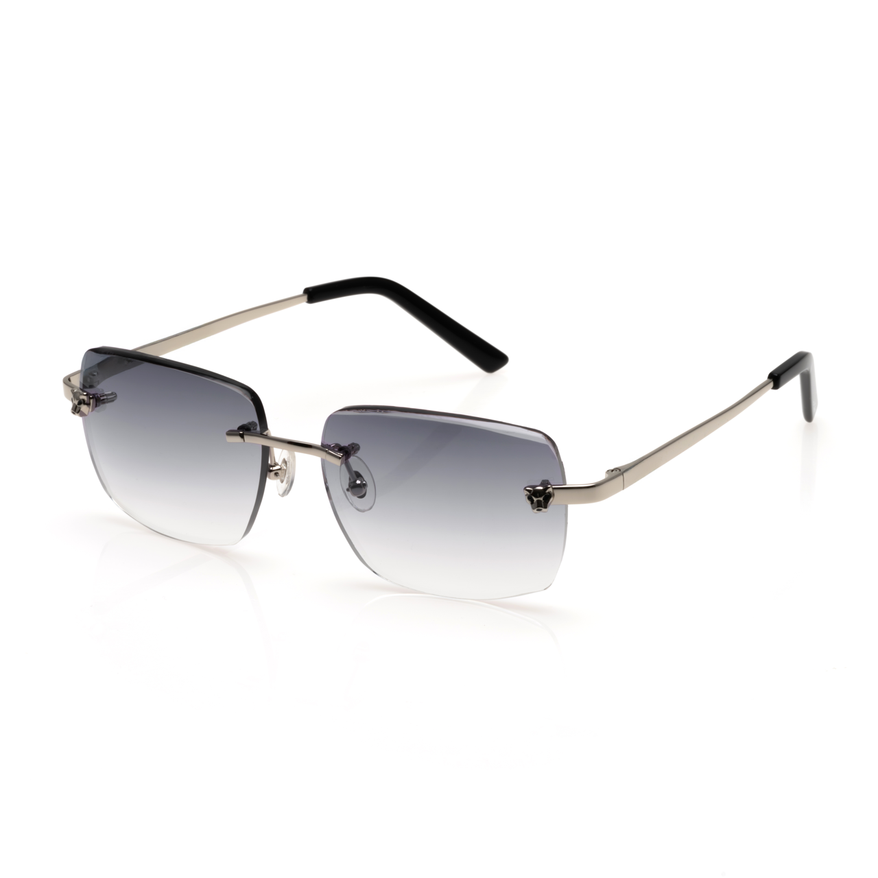 Lunettes Rectangle — Métal Argenté & Verres Fumés · II