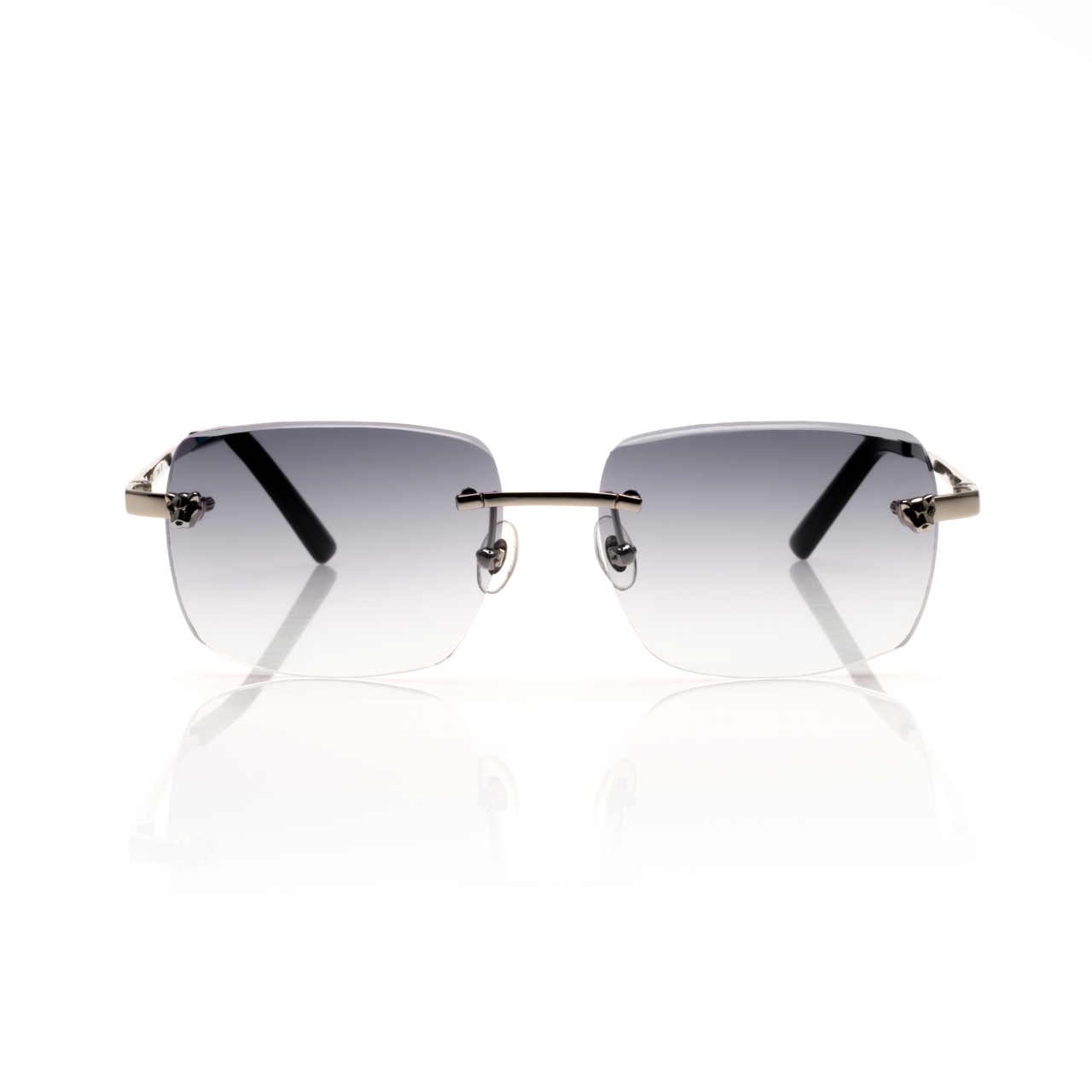 Lunettes Rectangle — Métal Argenté & Verres Fumés · II