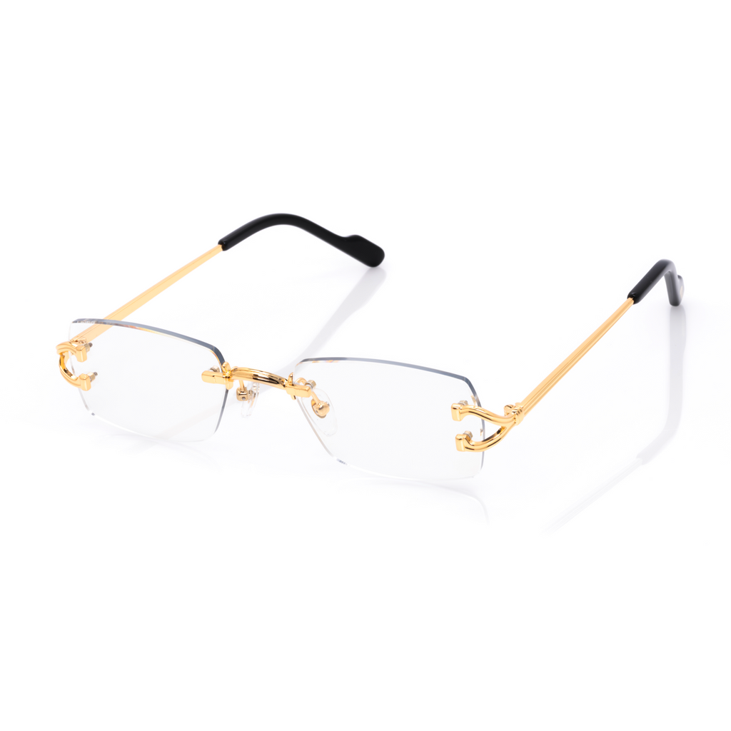 Lunettes Rectangle — Métal Argenté & Verres Gris