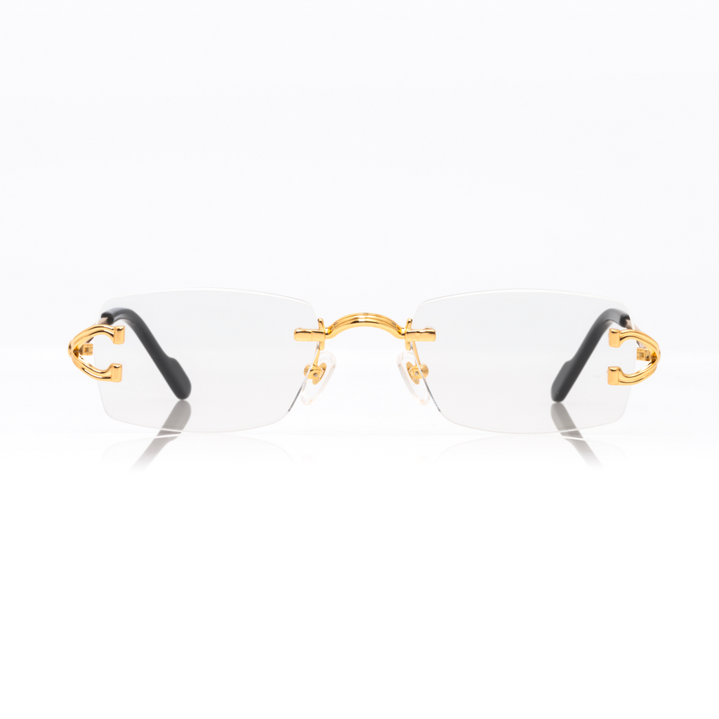 Lunettes Rectangle — Métal Argenté & Verres Gris