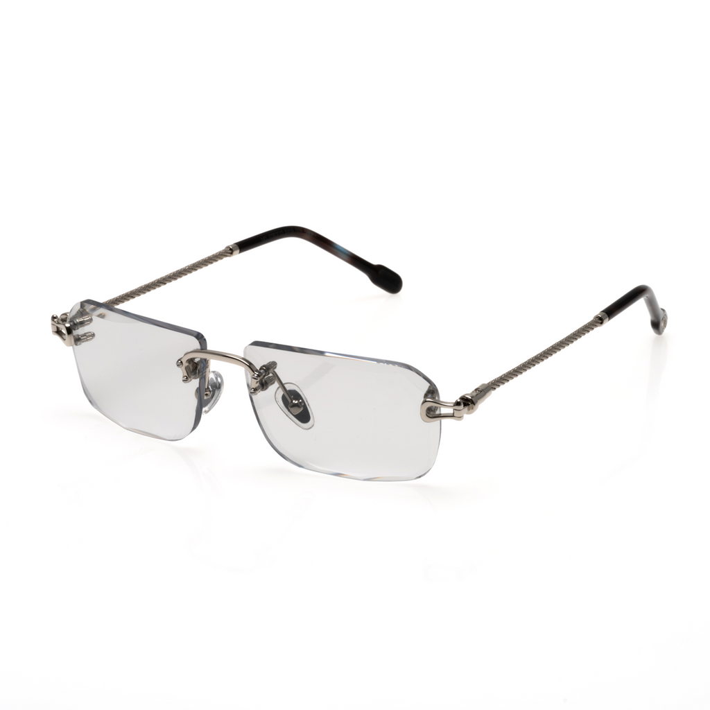 Lunettes Rectangle — Métal Argenté & Verres Transparents