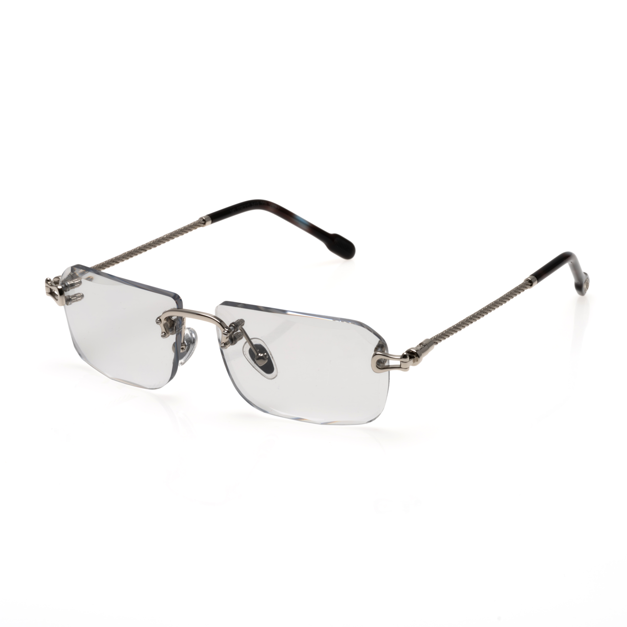 Lunettes Rectangle — Métal Argenté & Verres Transparents