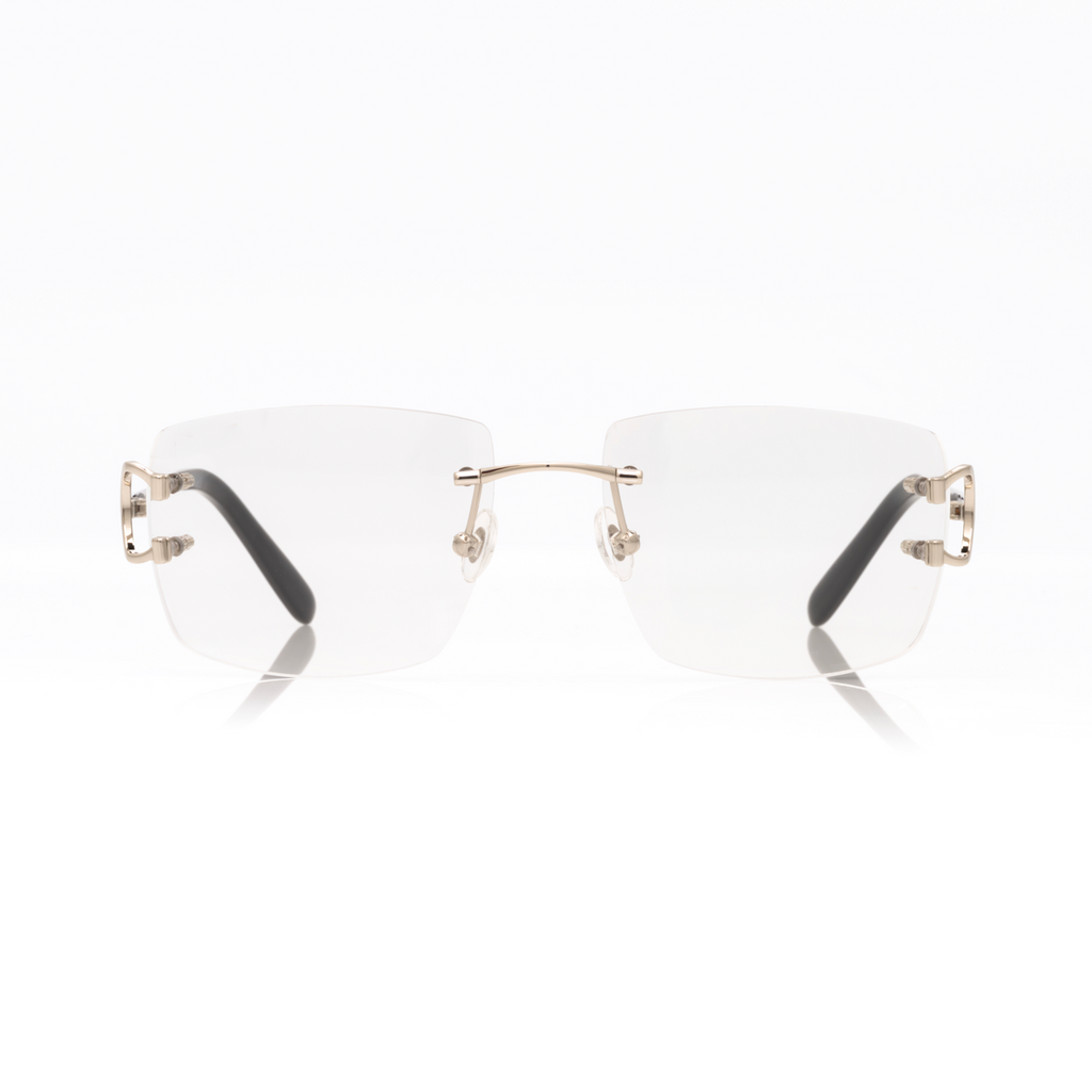 Lunettes Rectangle — Métal Champagne & Cristal