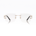 Lunettes Rectangle — Métal Champagne & Cristal