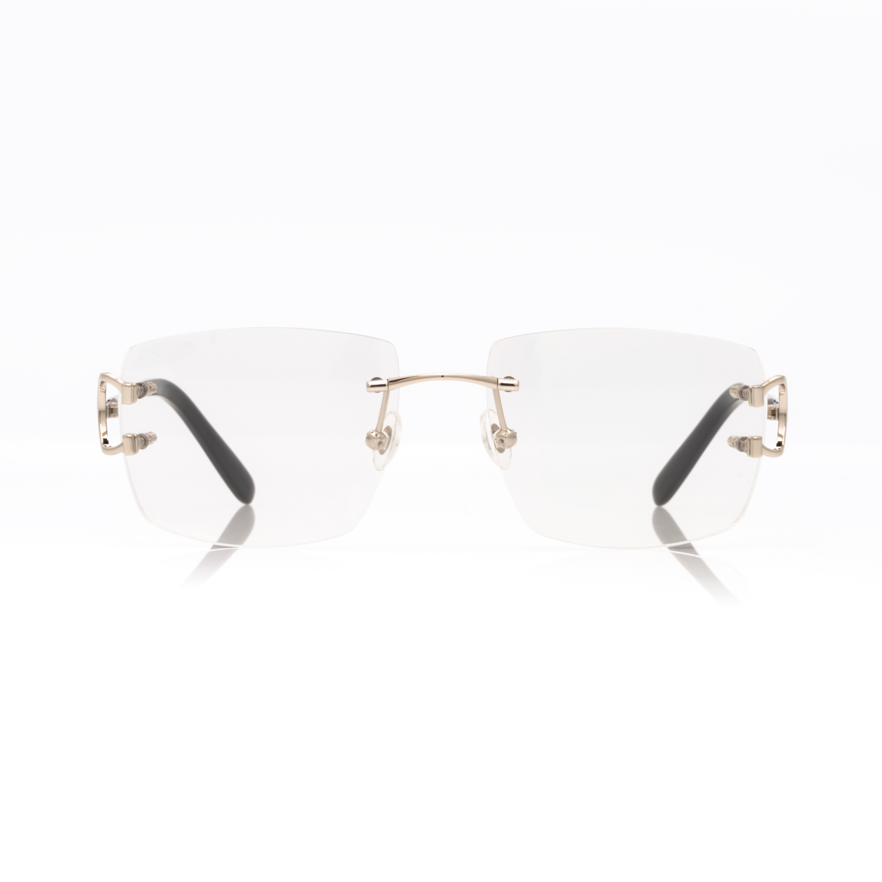 Lunettes Rectangle — Métal Champagne & Cristal