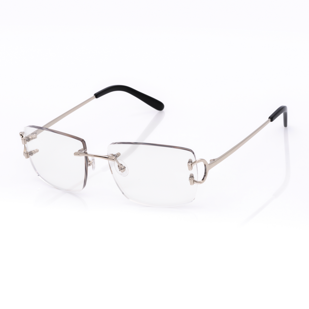 Lunettes Rectangle — Métal Champagne & Cristal