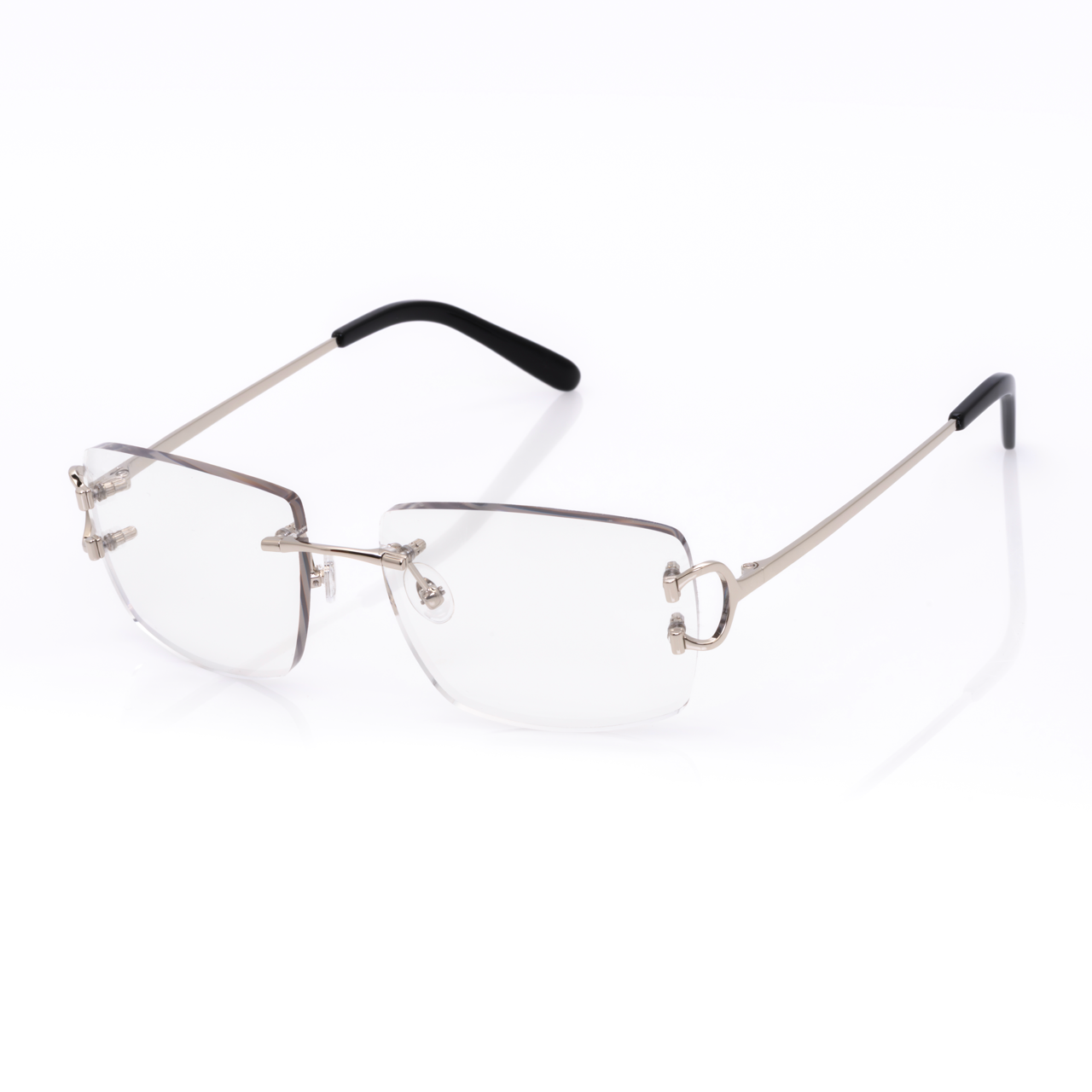 Lunettes Rectangle — Métal Champagne & Cristal